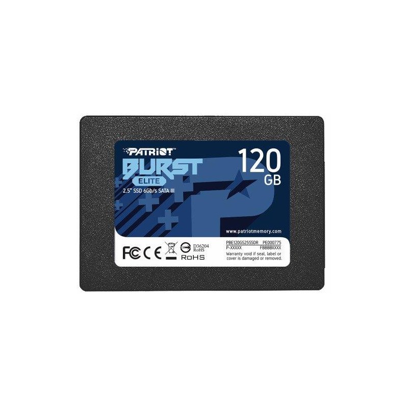 SSD|PATRIOT|Burst Elite|120GB|SATA 3.0|3D NAND|Write speed 320 MBytes/sec|Read speed 450 MBytes/sec|2,5"|TBW 50 TB|PBE120GS25SSD