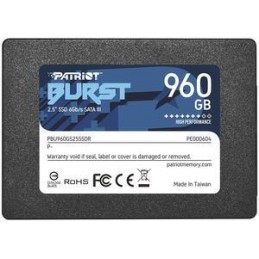 SSD|PATRIOT|Burst Elite|960GB|SATA 3.0|3D NAND|Write speed 320 MBytes/sec|Read speed 450 MBytes/sec|2,5"|TBW 400 TB|PBE960GS25SS