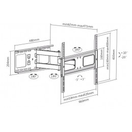 Sunne | Wall mount | 37-63-EA2 | Full motion | 37-70 " | Maximum weight (capacity) 50 kg | Black