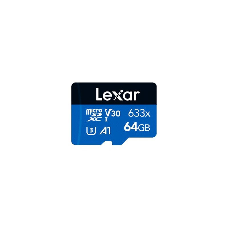 Lexar 64GB High-Performance 633x microSDHC UHS-I, up to 100MB/s read 20MB/s write | Lexar | Memory card | LMS0633064G-BNNNG | 64