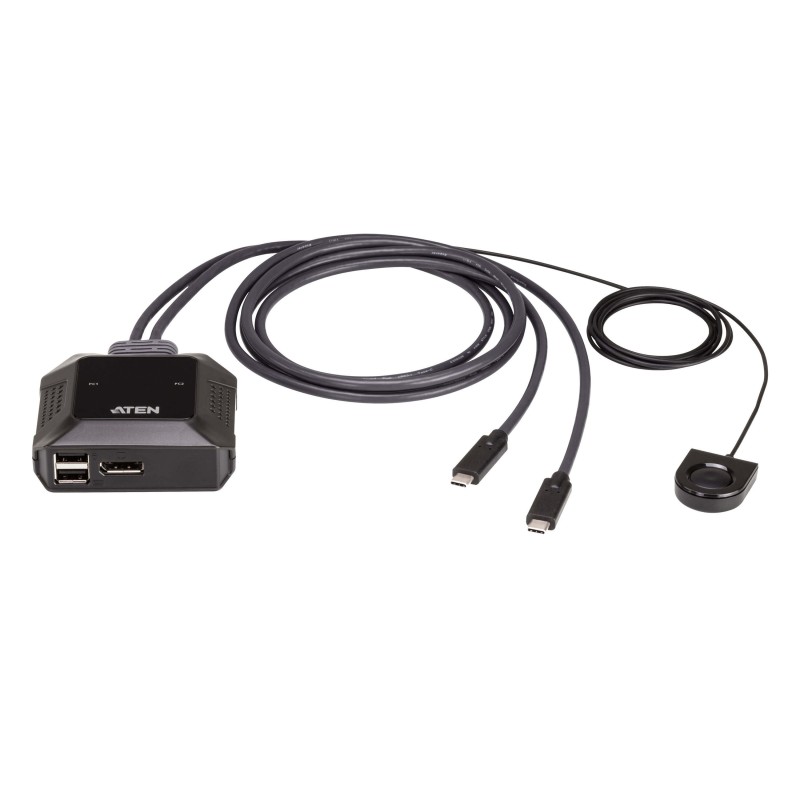 Aten US3312 2-Port USB-C 4K DisplayPort KVM Switch with Remote Port Selector | Aten | 2-Port USB-C 4K DisplayPort KVM Switch wit