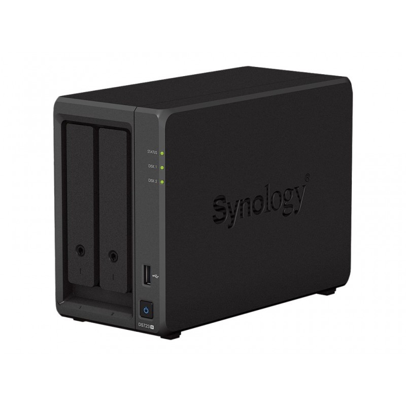 Synology DS723+ 2-bay/AMD Ryzen R1600/2-core 2.6 (base)/3.1 (turbo) GHz/2GB DDR4/2 x 3.5"xHot swap/2x1GbE/1xUSB3.2/eSATA/RAID 0,