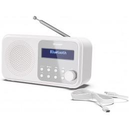 Sharp DR-P420(WH) Tokyo Portable Digital Radio, FM/DAB/DAB+, Bluetooth 5.0, USB or Battery Powered, Snowy White | Sharp | Tokyo 