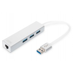 Digitus | 3-port USB Hub and Gigabit LAN adapter | DA-70250-1 | USB Hub