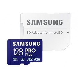 Samsung | MicroSD Card with SD Adapter | PRO Plus | 128 GB | microSDXC Memory Card | Flash memory class U3, V30, A2 | SD adapter