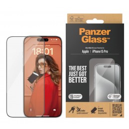 PanzerGlass | Screen protector | Apple | iPhone 15 Pro | Glass | Clear | Easy installation Fingerprint resistant Anti-yellowing 