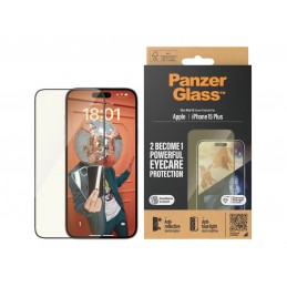 PanzerGlass | Screen protector | Apple | iPhone 15 Plus | Glass | Clear | Ultra-Wide Fit Easy installation Fingerprint resistant