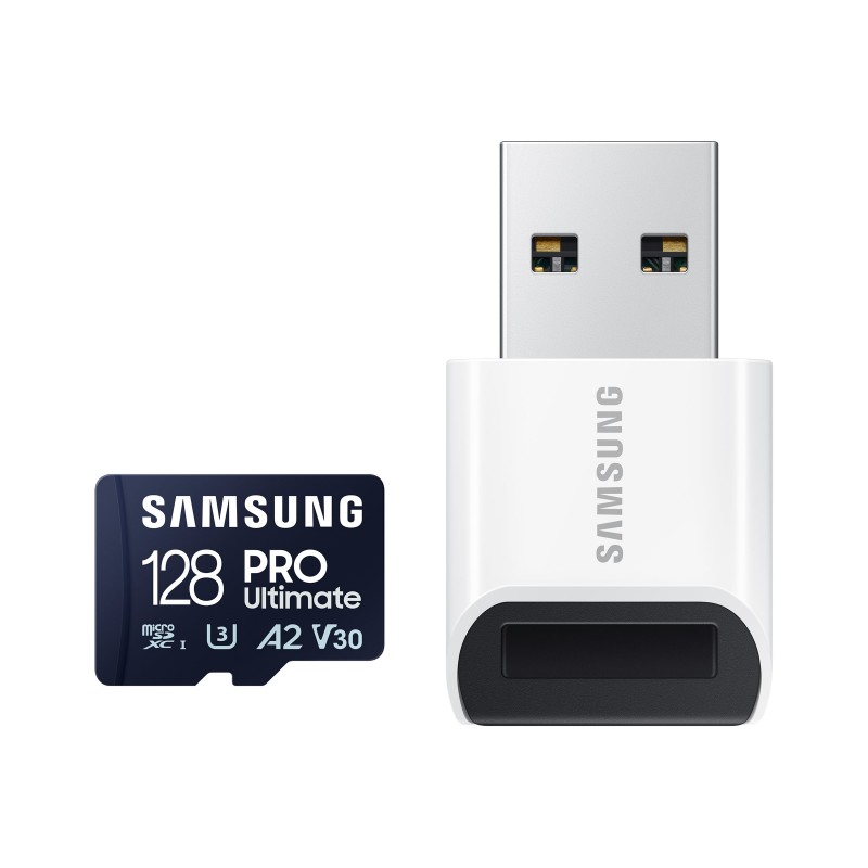 Samsung | MicroSD Card with Card Reader | PRO Ultimate | 128 GB | microSDXC Memory Card | Flash memory class U3, V30, A2