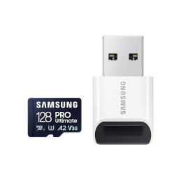 Samsung | MicroSD Card with Card Reader | PRO Ultimate | 128 GB | microSDXC Memory Card | Flash memory class U3, V30, A2