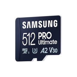 Samsung | MicroSD Card | PRO Ultimate | 512 GB | microSDXC Memory Card | Flash memory class U3, V30, A2 | SD adapter