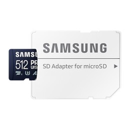 Samsung | MicroSD Card | PRO Ultimate | 512 GB | microSDXC Memory Card | Flash memory class U3, V30, A2 | SD adapter