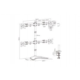 Digitus | Desk Mount | DA-90364 | Tilt, swivel, rotate | Black