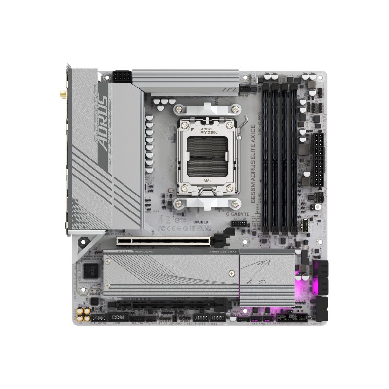 Gigabyte | B650M A ELITE AX ICE | Processor family AMD | Processor socket AM5 | DDR5 | Supported hard disk drive interfaces SATA