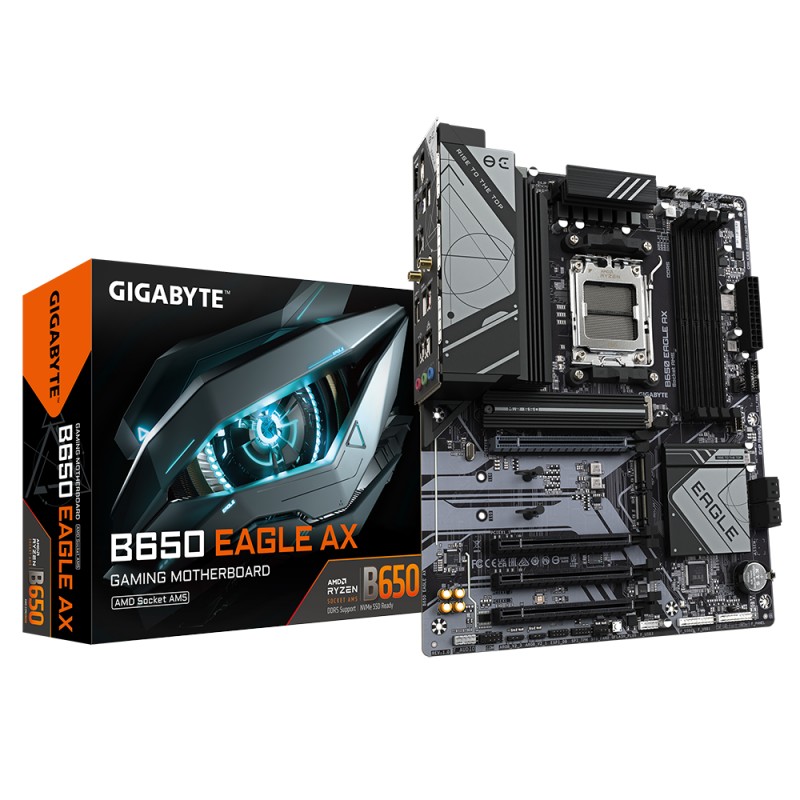 Gigabyte | B650 EAGLE AX | Processor family AMD | Processor socket AM5 | DDR5 | Supported hard disk drive interfaces M.2, SATA |