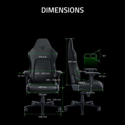 Razer Gaming Chair with Lumbar Support Iskur V2 EPU Leather, Aluminium | Black