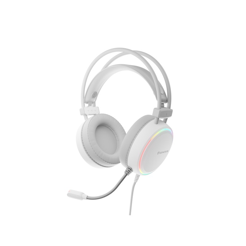 Genesis | On-Ear Gaming Headset | Neon 613 | Built-in microphone | 3.5 mm, USB Type-A | White