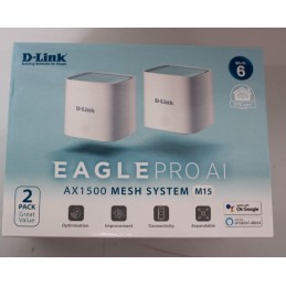 SALE OUT. D-Link M15-2 EAGLE PRO AI AX1500 Mesh System D-Link EAGLE PRO AI AX1500 Mesh System M15-2 (2-pack) 802.11ax 1200+300 M