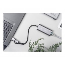 Digitus USB Type-C Gigabit Ethernet Adapter 2.5G, USB-C + USB A (USB3.1/3.0) | DN-3028 | USB3.0/USB C 3.1 to 2.5G Ethernet Adapt