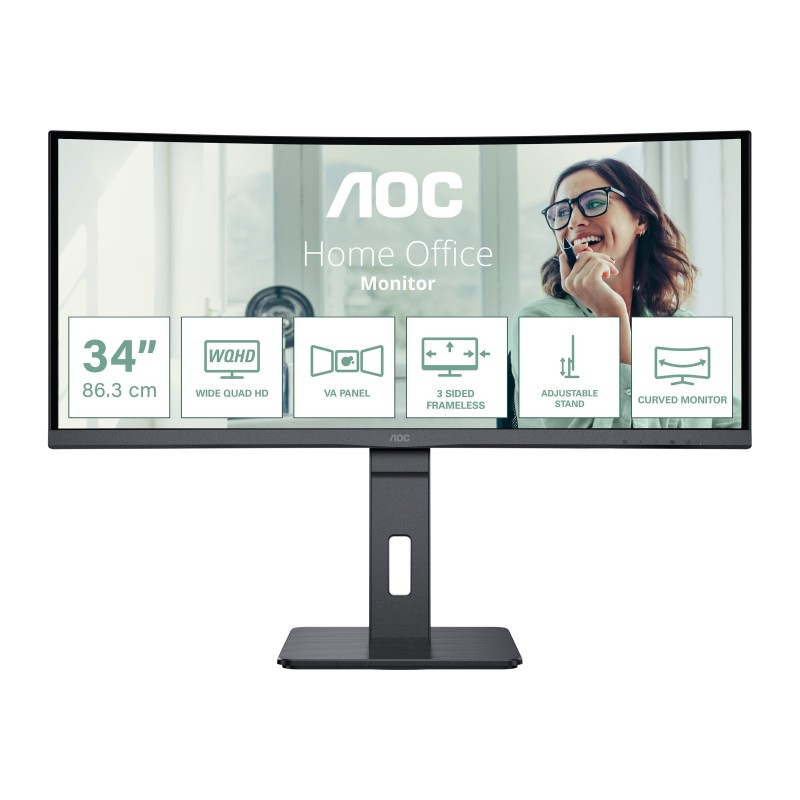 AOC CU34P3CV | 34 " | VA | 21:9 | 100 Hz | 4 ms | 3440 x 1440 pixels | HDMI ports quantity 1