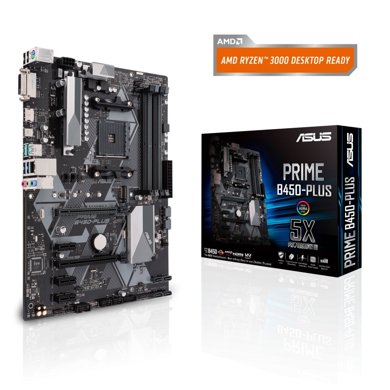 Asus | PRIME B450-PLUS | Processor family AMD | Processor socket AM4 | Memory slots 4 | Number of SATA connectors 6 x SATA 6Gb/s