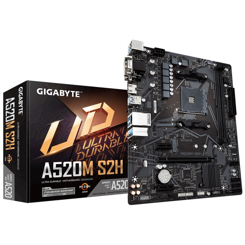 Gigabyte | A520M S2H 1.0 | Processor family AMD | Processor socket AM4 | DDR4 DIMM | Memory slots 2 | Chipset AMD A | Micro ATX