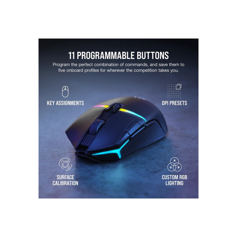 Corsair | Gaming Mouse | NIGHTSABRE RGB | Wireless | Bluetooth, 2.4 GHz | Black