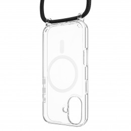 Fixed | MagPure Neck | Back Cover with Lanyard | Apple | iPhone 16 Plus | TPU | Clear, Black