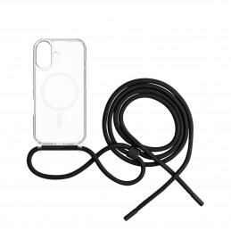 Fixed | MagPure Neck | Back Cover with Lanyard | Apple | iPhone 16 | TPU | Clear, Black