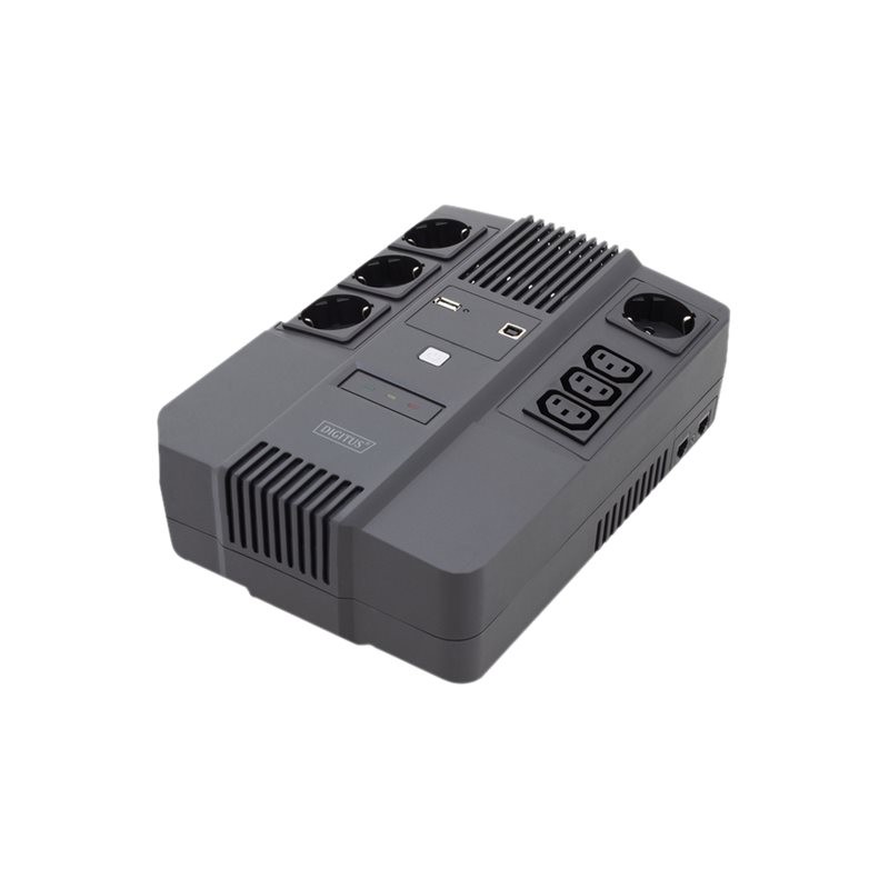 Digitus | All-in-One UPS | All-in-One UPS, 800VA/480W, LED 12V/9Ah x1, 4x CEE 7/7,3x IEC C13, USB, RJ45 | 800 VA | 480 W