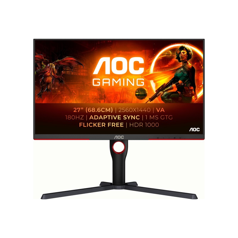 AOC | Monitor | Q27G3XMN/BK | 27 " | VA | 16:9 | 180 Hz | 1 ms | 2560 x 1440 pixels | 700 cd/m | HDMI ports quantity 2 | Black