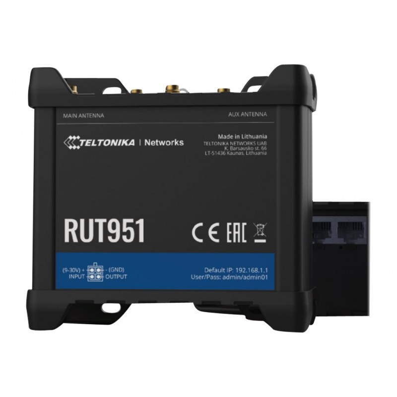 Industrial Cellular router | RUT951 | 802.11n | 10/100 Mbit/s | Ethernet LAN (RJ-45) ports 4 | Mesh Support No | MU-MiMO No | 2G