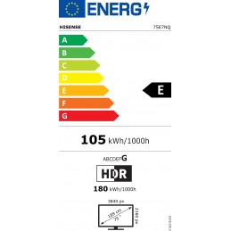 Hisense QLED Smart TV | 75E7NQ | 75" | Smart TV | VIDAA OS | UHD | Black