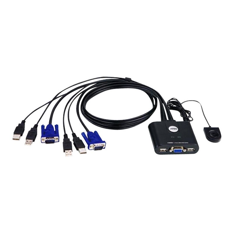 Aten 2-Port USB VGA Cable KVM Switch with Remote Port Selector | Aten | KVM Cable KVM Switches CS22U Search Product or keyword 2