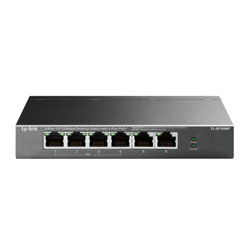 TP-LINK | Switch | TL-SF1006P | Unmanaged | Desktop | 10/100 Mbps (RJ-45) ports quantity 6 | PoE+ ports quantity 4 | Power suppl