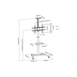 Digitus | Floor stand | TV-Cart for screens up to 70", max. 50kg wheelbase, VESA max. 600x400 | Tilt | 37-70 " | Maximum weight 