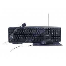Gembird | 4-in-1 Multimedia office set | KBS-UO4-01 | Keyboard, Mouse, Pad and Headset Set | Wired | Mouse included | US | Black