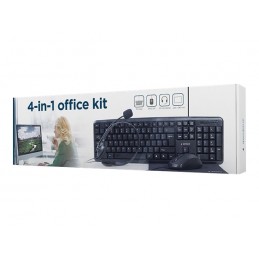 Gembird | 4-in-1 Multimedia office set | KBS-UO4-01 | Keyboard, Mouse, Pad and Headset Set | Wired | Mouse included | US | Black