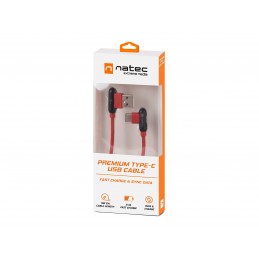 Natec Prati, Angled USB Type C to Type A Cable 1m, Red | Natec | Angled USB Type C to USB Type A | Prati | USB Type C | USB Type