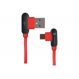 Natec Prati, Angled USB Type C to Type A Cable 1m, Red | Natec | Angled USB Type C to USB Type A | Prati | USB Type C | USB Type