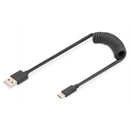 Digitus | USB 2.0 Type A to USB C Spiral Cable | AK-300430-006-S | USB-A to USB-C USB 2.0 Type A, plug | USB C, plug