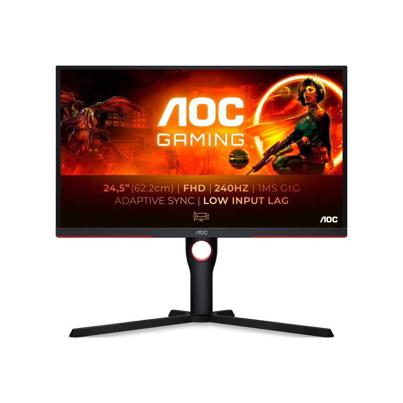 AOC | Monitor | 25G3ZM/BK | 24.5 " | VA | FHD | 16:9 | 240 Hz | 1 ms | 1920 x 1080 | 300 cd/m | HDMI ports quantity 2 | Black/Re