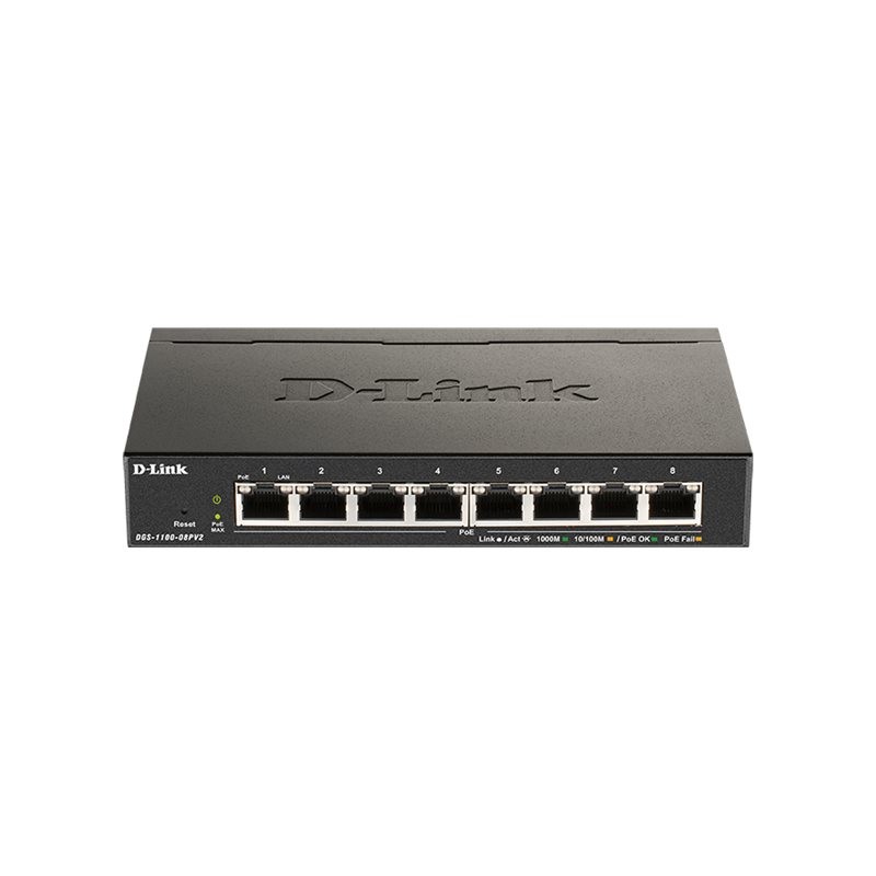 D-Link | 8-Port Gigabit PoE Smart Managed Switch | DGS-1100-08PV2 | Web managed | Desktop | Power supply type External