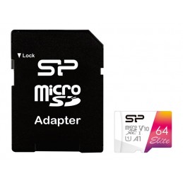 Silicon Power | microSDHC UHS-I Memory Card | Elite | 64 GB | microSDHC/SDXC | Flash memory class 10