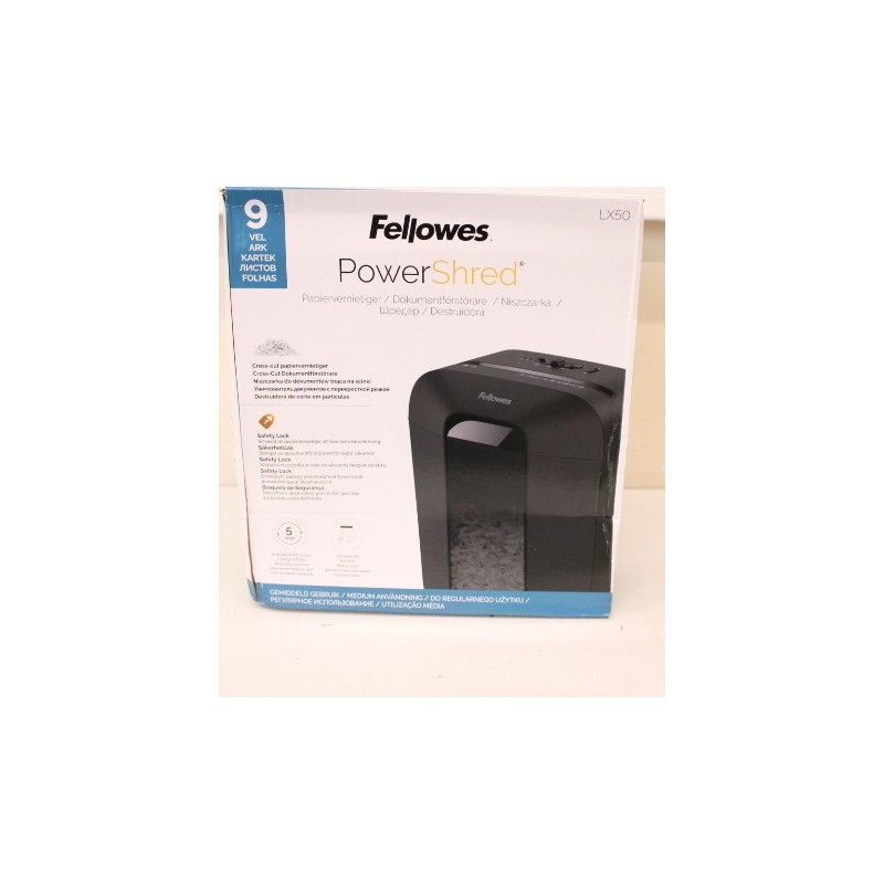 SALE OUT. Fellowes Powershred LX50 Cross-Cut Shredder | Powershred | LX50 | Black | 17 L | Credit cards shredding | DAMAGED PACK