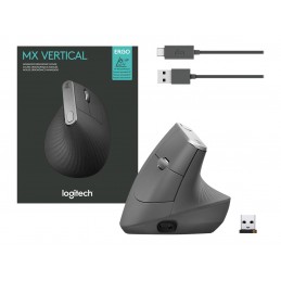 Logitech | Ergonomic Mouse | MX VERTICAL | Wireless | USB, Bluetooth | Graphite