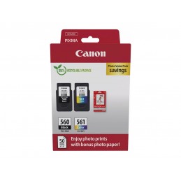 Canon Ink Cartridge + Photo Paper Value Pack | PG-560/CL-561 | Ink cartridge/Paper kit | Colour, Black