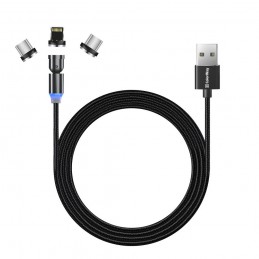 ColorWay Cable 3in1 (Lightning+MicroUSB+Type-C) Magnetic Rotation 540 2.4 , 1m | CW-CBUU037-BK