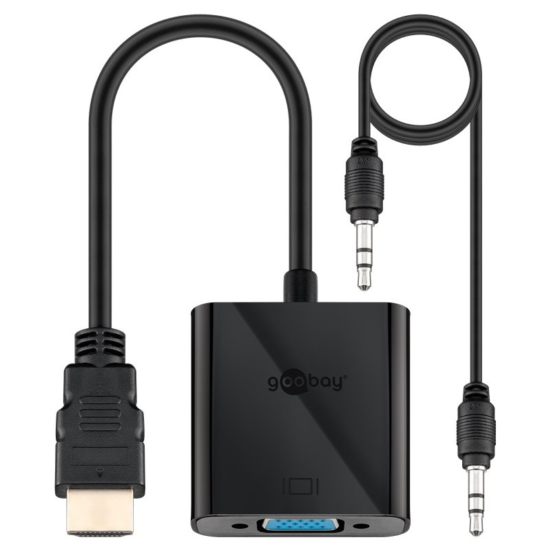 Goobay | HDMI/VGA adapter, nickel plated | 68793 | Black | HDMI male (type A) | VGA female (15-pin)