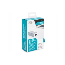 Digitus | USB Type C 3.0 Gigabit Ethernet Adapter 10/100/1000 Mbps | DN-3024 | USB Type-C to RJ45