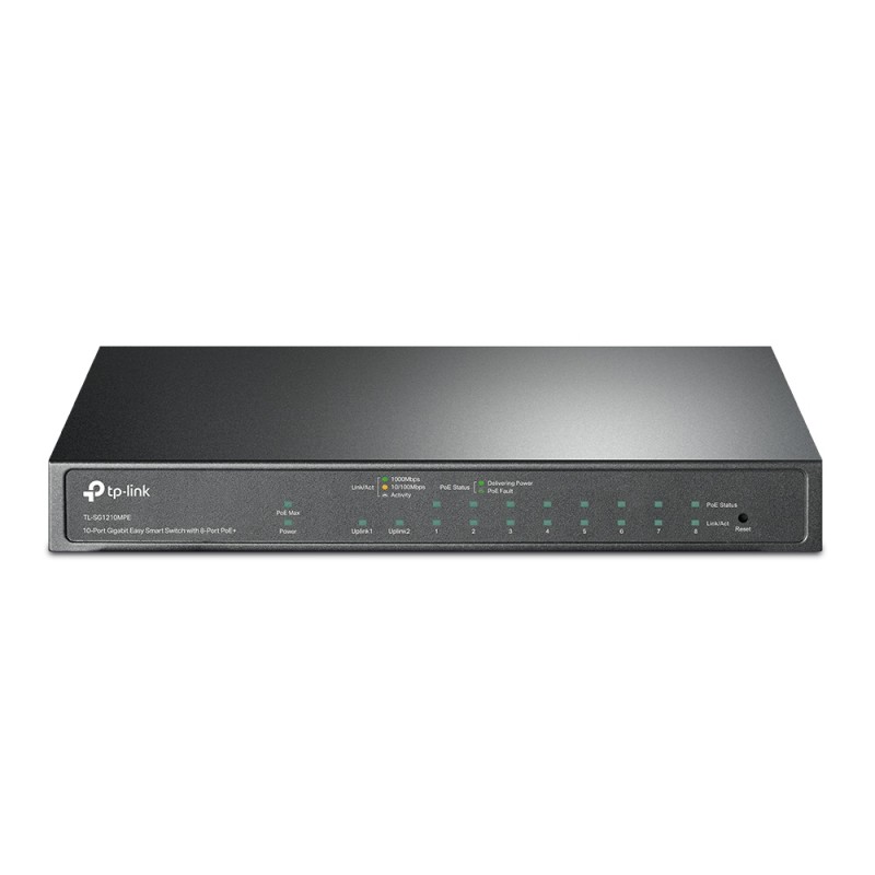 TP-LINK | 10-Port Gigabit Easy Smart Switch with 8-Port PoE+ | TL-SG1210MPE | Web managed | Desktop | Power supply type External